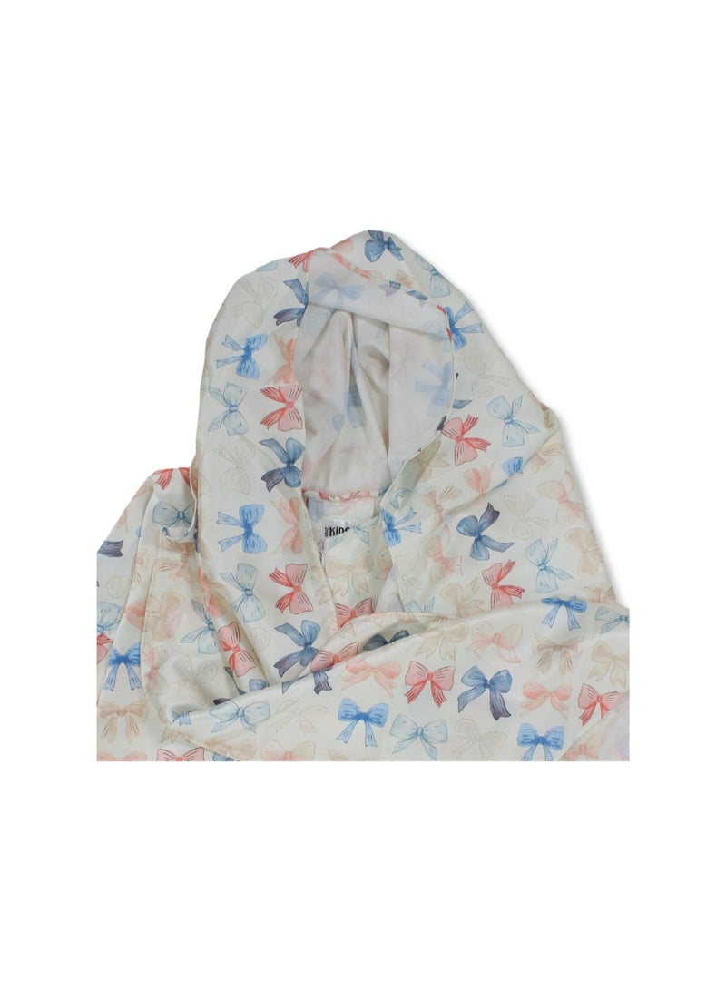 Girls Ramadan Isdal – Off-White with Bows Print - Image 3